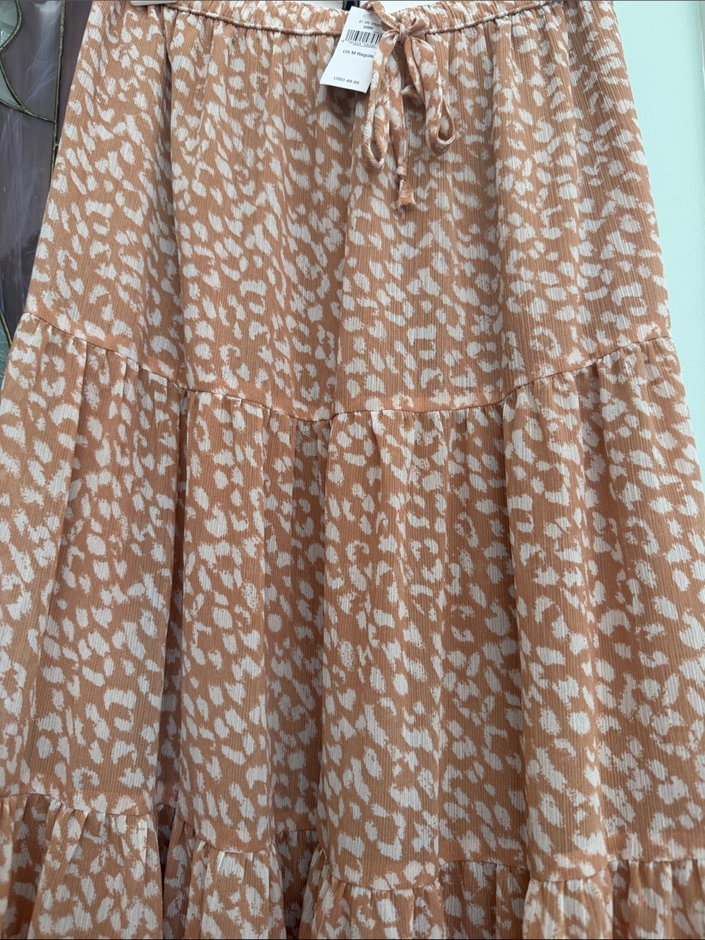 American Eagle Outfitters Peach Printed Tiered Maxi Skirt - Picture 3 of 5